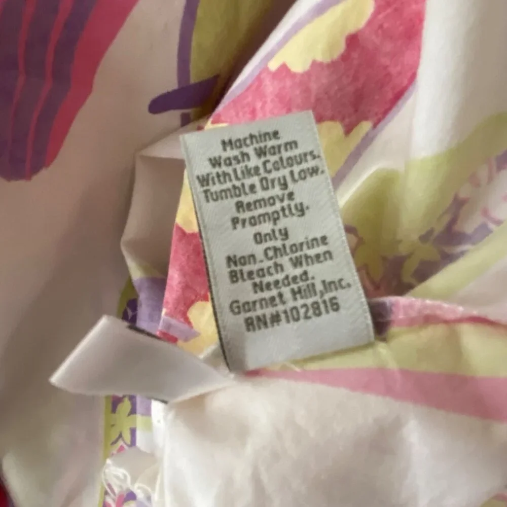 Garnet Hill Cotton Duvet Cover Pink Purple Surfboard Beach Cottage Portugal‎ QN